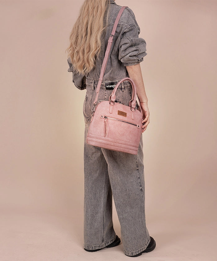 Wrangler Dome Satchel Crossbody Bag for Women & Men - Durable Leather Shoulder Bag - Perfect for Travel, Work & Everyday Use