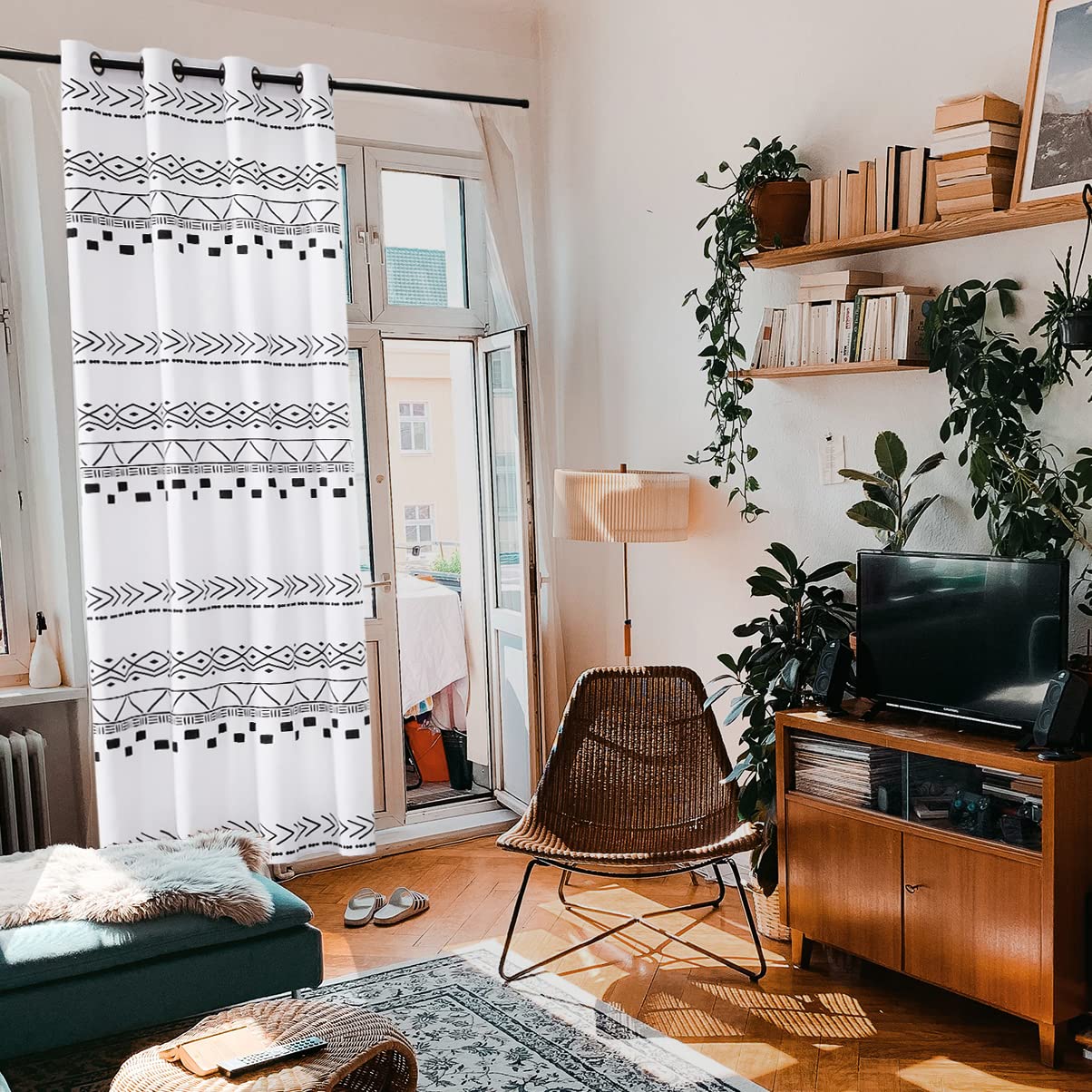 Cute Blackout Curtains for Girls Bedroom - 84 Inch Hygge Aesthetic Semi Blackout Window Drapes, Scandinavian Modern Black & White Decor for Living Room & Teen Room - Perfect for Cozy & Stylish Home Decor