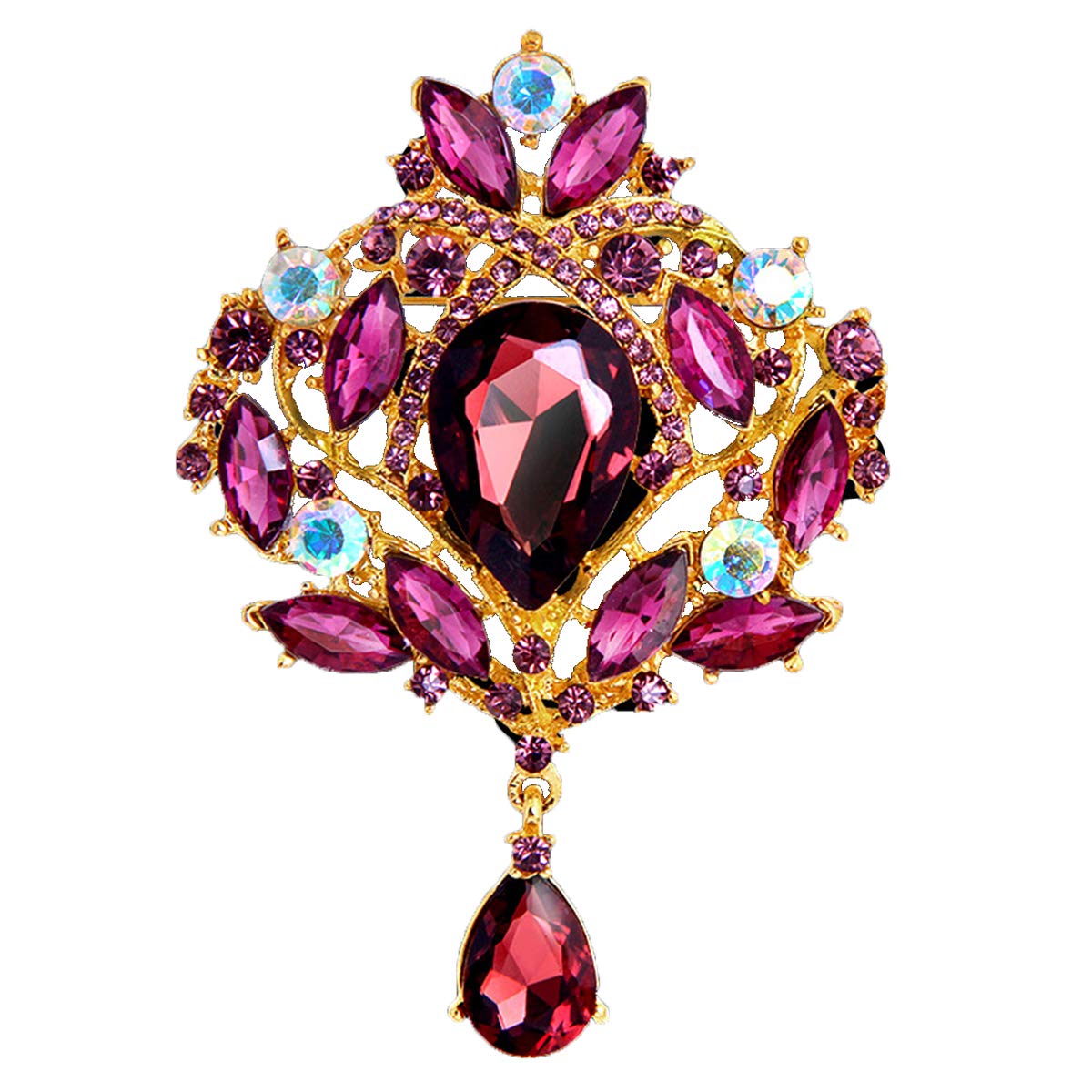 Seven Wolves Rhinestone Crystal Crown Brooch for Women - Elegant Dress Accessory