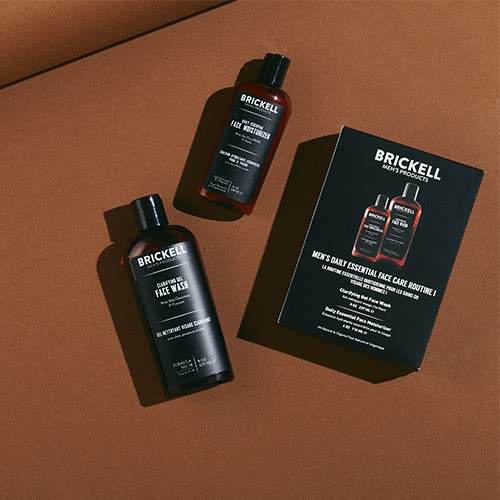 Brickell Men's Daily Essential Face Care Set - Natural & Organic Facial Cleanser & Moisturizer Lotion for Men | Hydrating & Refreshing Skincare Routine | Perfect for Morning & Night Use