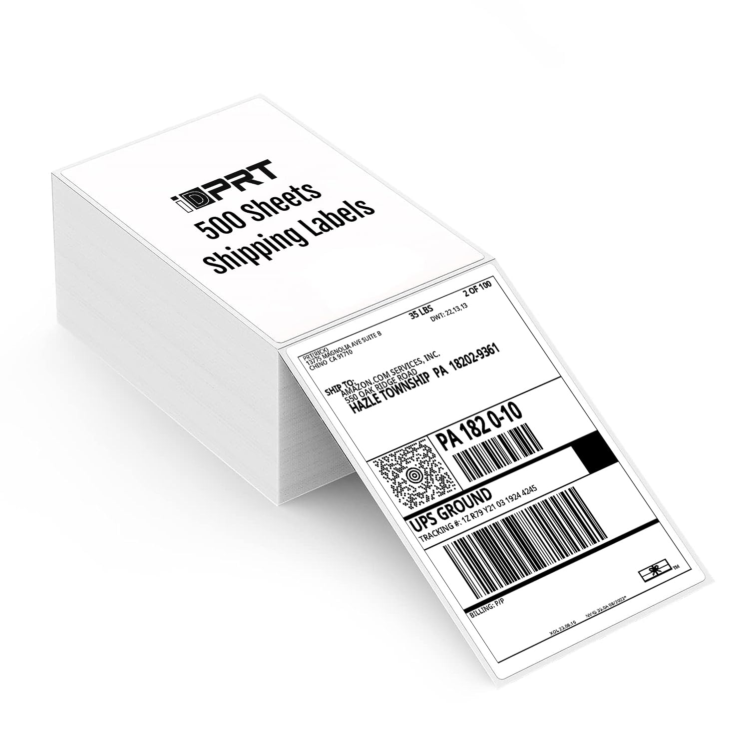 iDPRT 4x6 Thermal Shipping Labels - 500 Fan-Fold Direct Thermal Labels for Label Printers, Strong Adhesive Address Labels for Office & E-Commerce | Perfect for USPS, UPS, FedEx & Amazon FBA Shipments