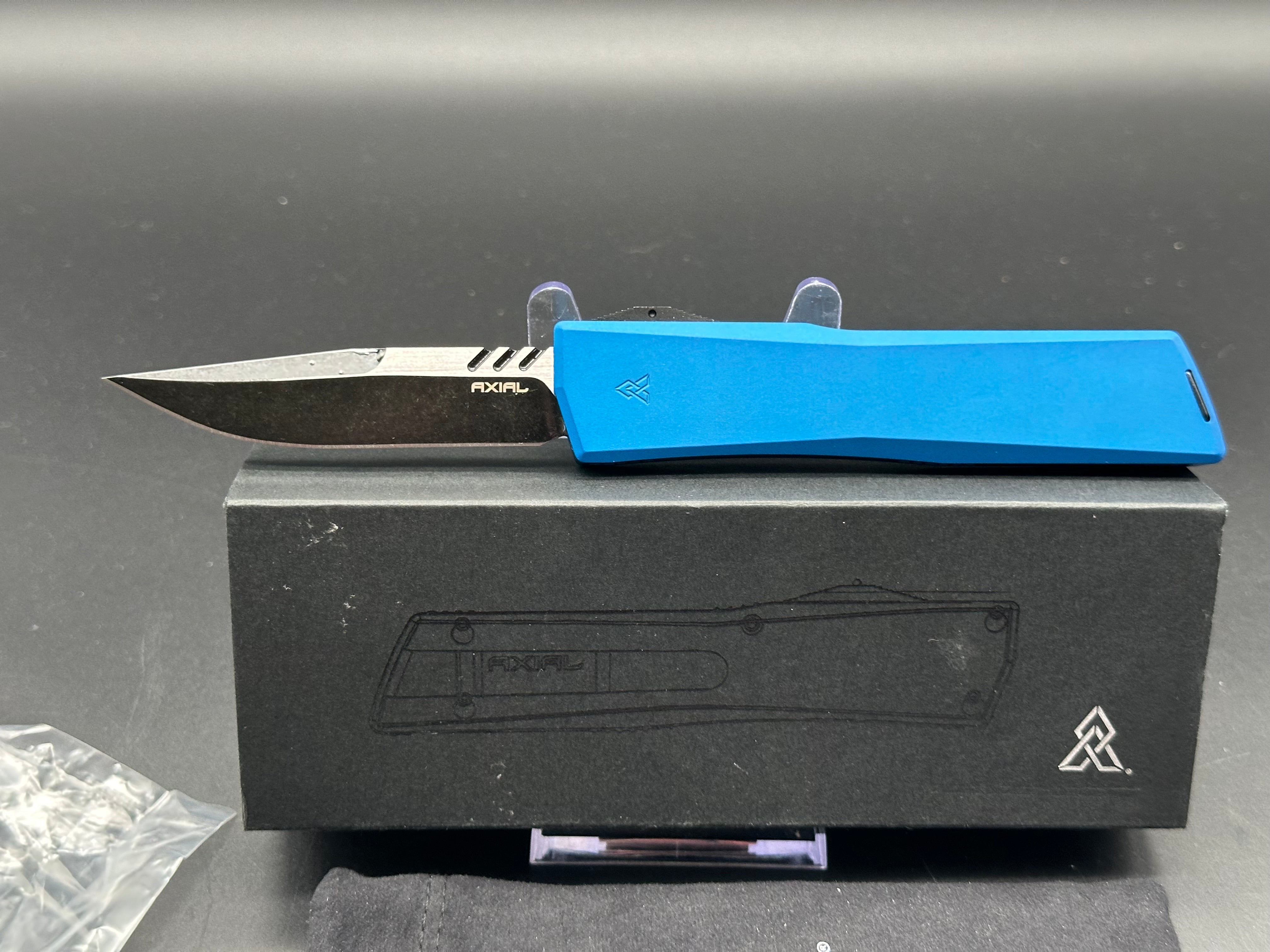 Axil Shift Blue Aluminum S35VN Out-The-Front Knife - EDC, Tactical & Outdoor Survival Tool