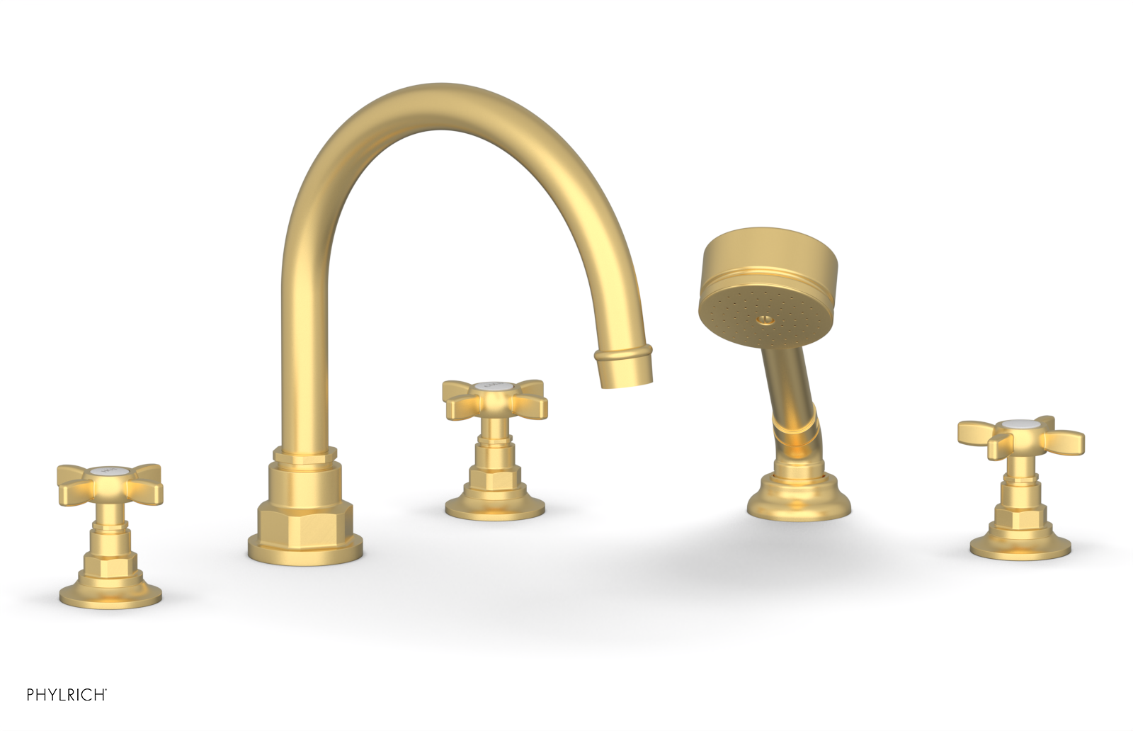Jamestown Deck Tub Set with Hand Shower - Cross Handles 165 48 - Outdoor/Indoor Freestanding Bathtub for Patio, Garden, or Bathroom Relaxation