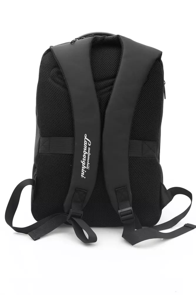 Lamborghini Gray Nylon Backpack with Zipper Closure - Stylish Travel & School Laptop Bag for Men & Women