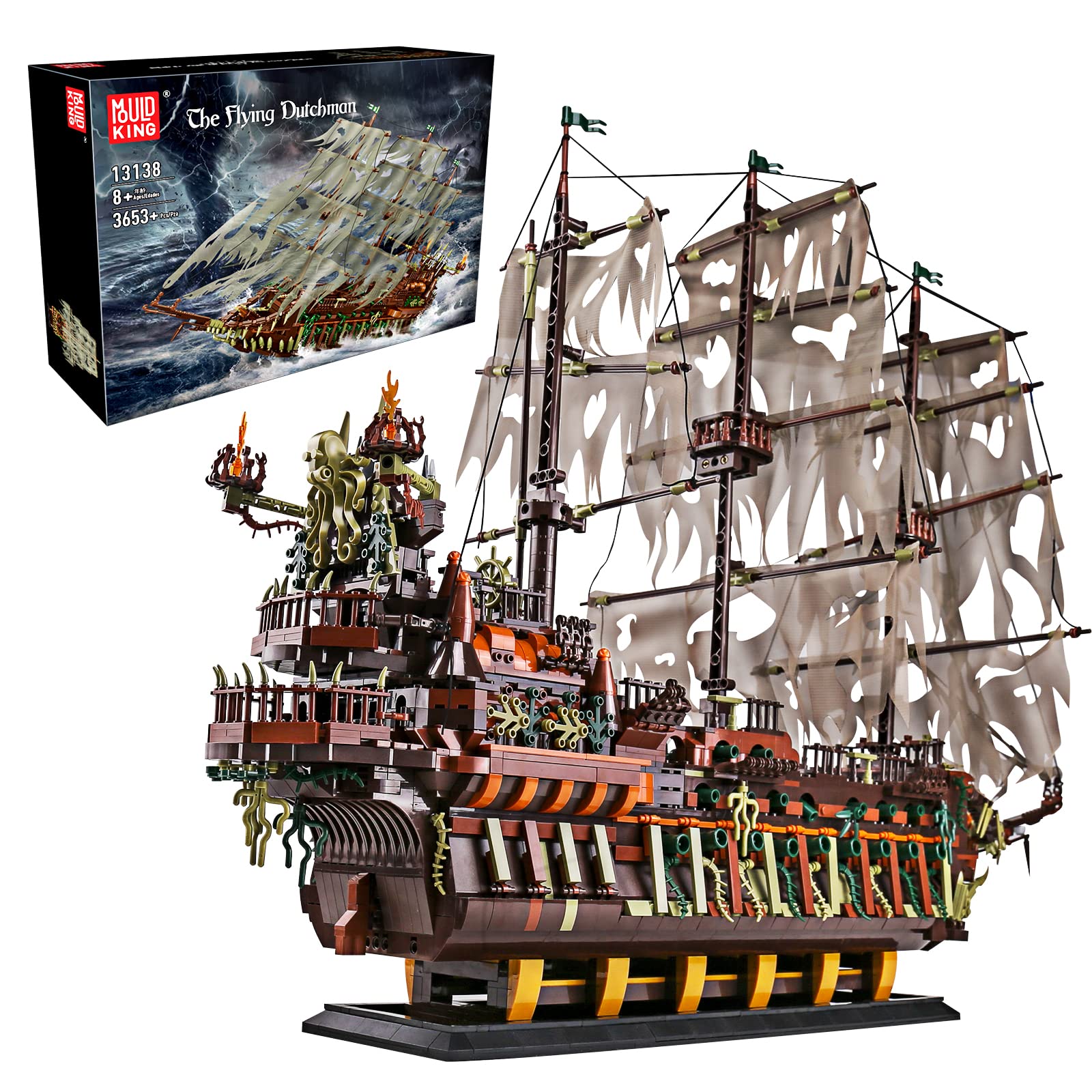 Mould King 13138 3653-Piece Pirate Ship Building Kit - STEM Educational Model Ship for Kids & Teens - MOC Dutchman Ship Building Blocks for Creative Play | Perfect Birthday Gift & Classroom Learning Activity