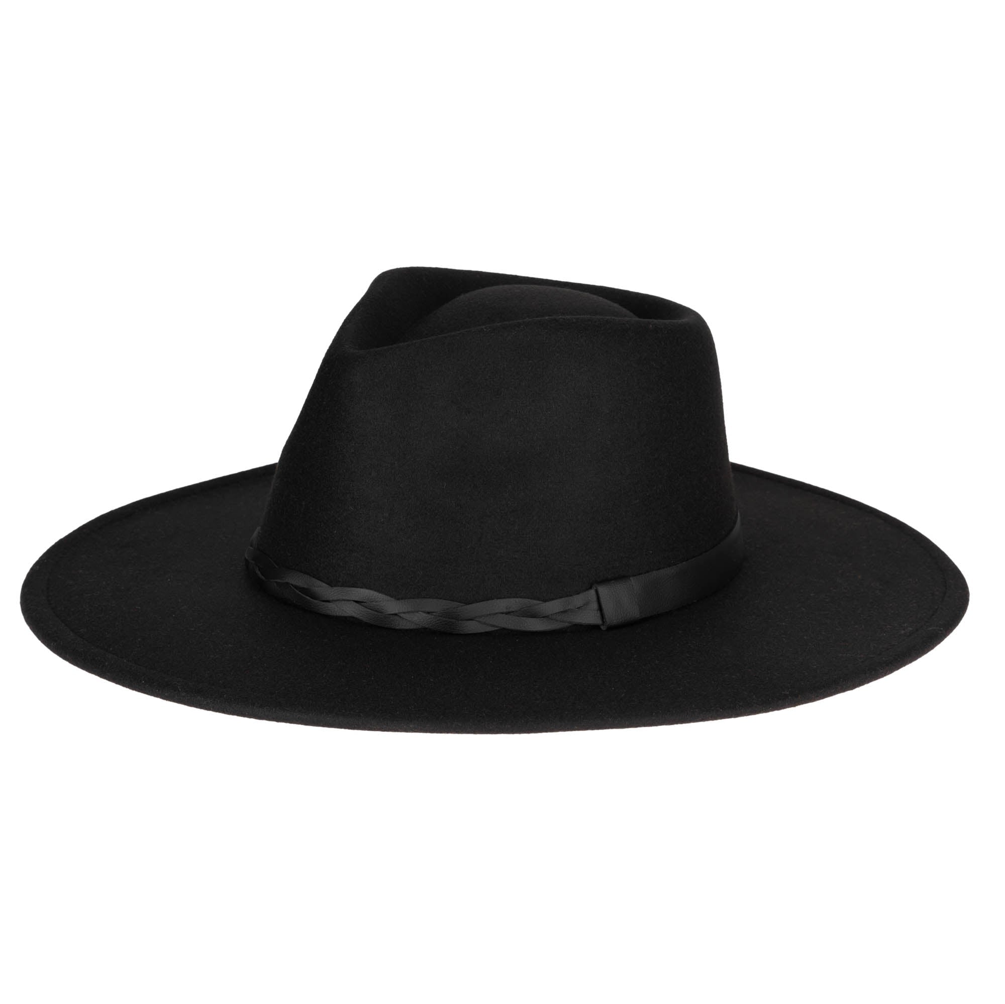 Stylish Faux Felt Fedora Hat with Half Braided Faux Leather Band - Perfect for Outdoor Events, Weddings & Fashion Accessories
