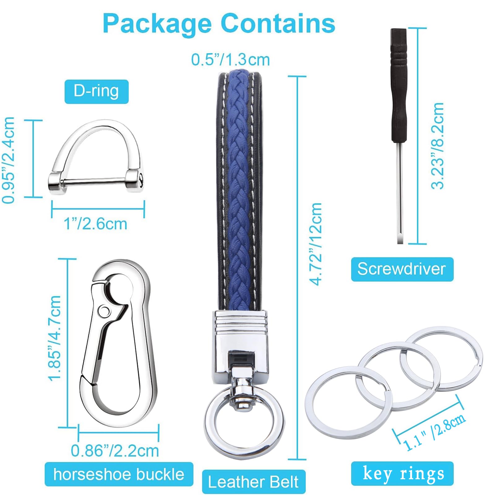 Durable Woven Rope Keychain with Microfiber Leather Wristlet - 3 Key Rings & 1 D Ring for Car Keys, House Keys & Office Keys | Perfect for Everyday Use, Travel & Gift Giving