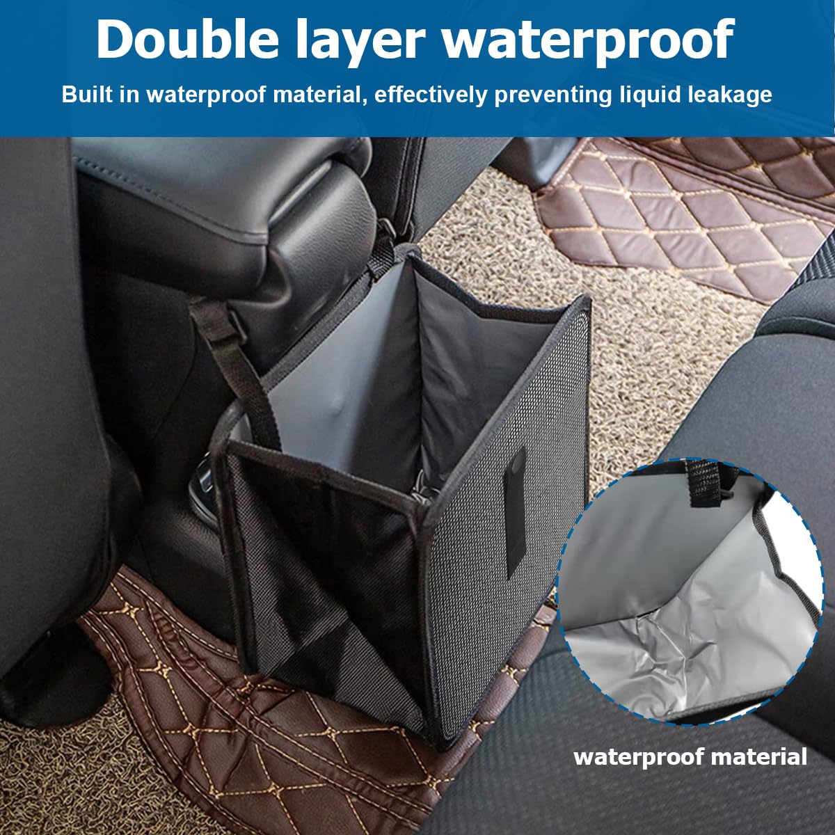 BELOMI Foldable Car Trash Can with Rhinestone - Waterproof Leakproof Hanging Garbage Bin for SUV, Truck & Vehicles | Multipurpose Auto Organizer Accessories | Perfect for Road Trips, Commuting & Car Cleaning