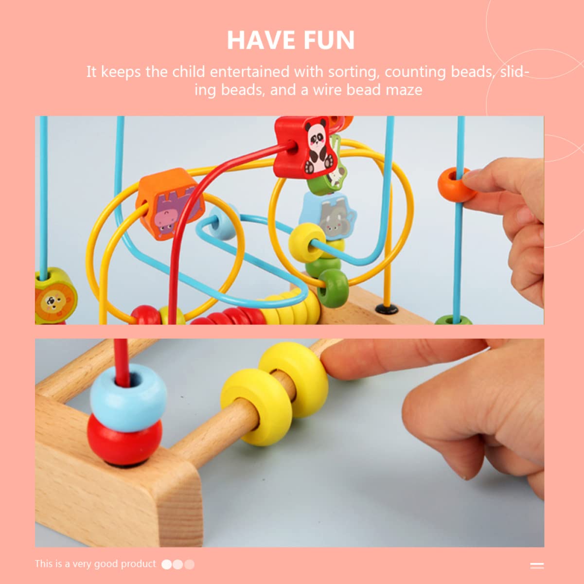 Toyvian Wooden Bead Maze & Roller Coaster Toy - Educational Preschool Learning Activity for Toddlers - Perfect for Montessori Classrooms & Early Childhood Development