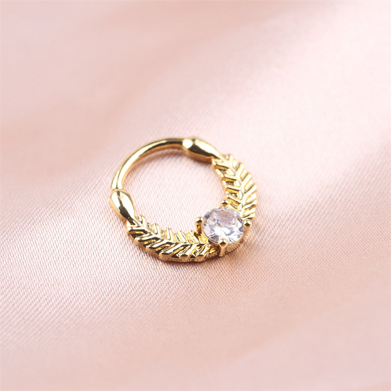 18K Rose Gold Indian Nose Ring Hoop Septum Clicker Jewelry - ER8510 | Elegant Body Piercing for Women, Perfect for Parties, Weddings & Festivals
