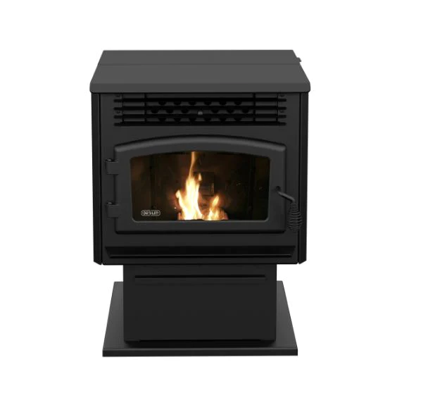 Drolet Eco 55 Pellet Stove with 3 Ground Floor Kit DP00070KVG - Efficient Home Heating for Living Rooms, Basements & Cabins