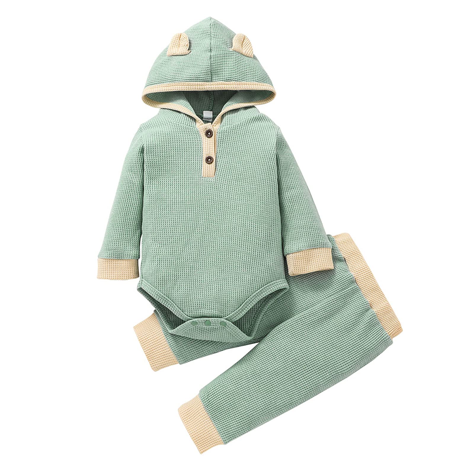 Baby Girls & Boys Clothes Set - 2PC Long Sleeve Hooded Romper & Pants Outfits for Toddlers & Infants | Soft Cotton Playwear for Daycare & Playdates