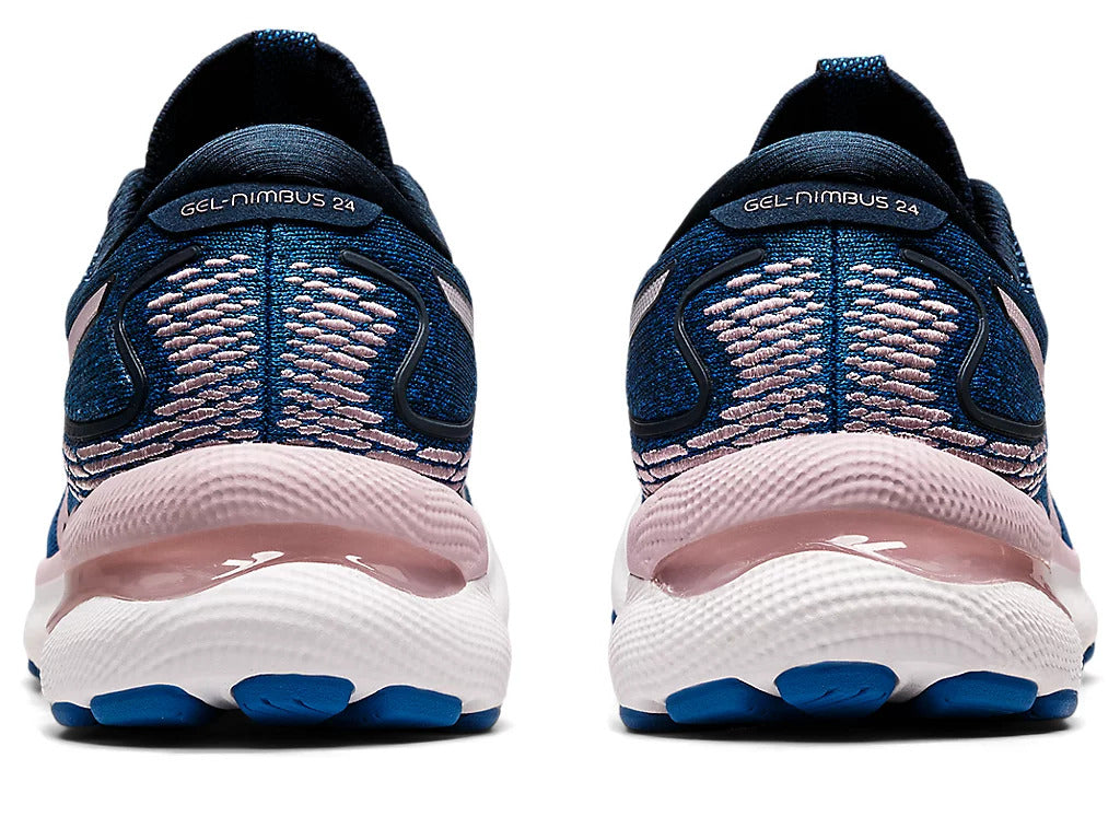 ASICS Women's GEL-NIMBUS 24 Running Shoes - French Blue/Barely Rose - Cushioned Support for Long-Distance Running & Gym Workouts