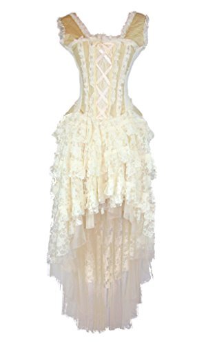 Steampunk Corset Dress for Women - Victorian Gothic Lace Up Bustier Top (Sizes 30-1X, Cream) | Perfect for Cosplay, Renaissance Fairs & Gothic Fashion