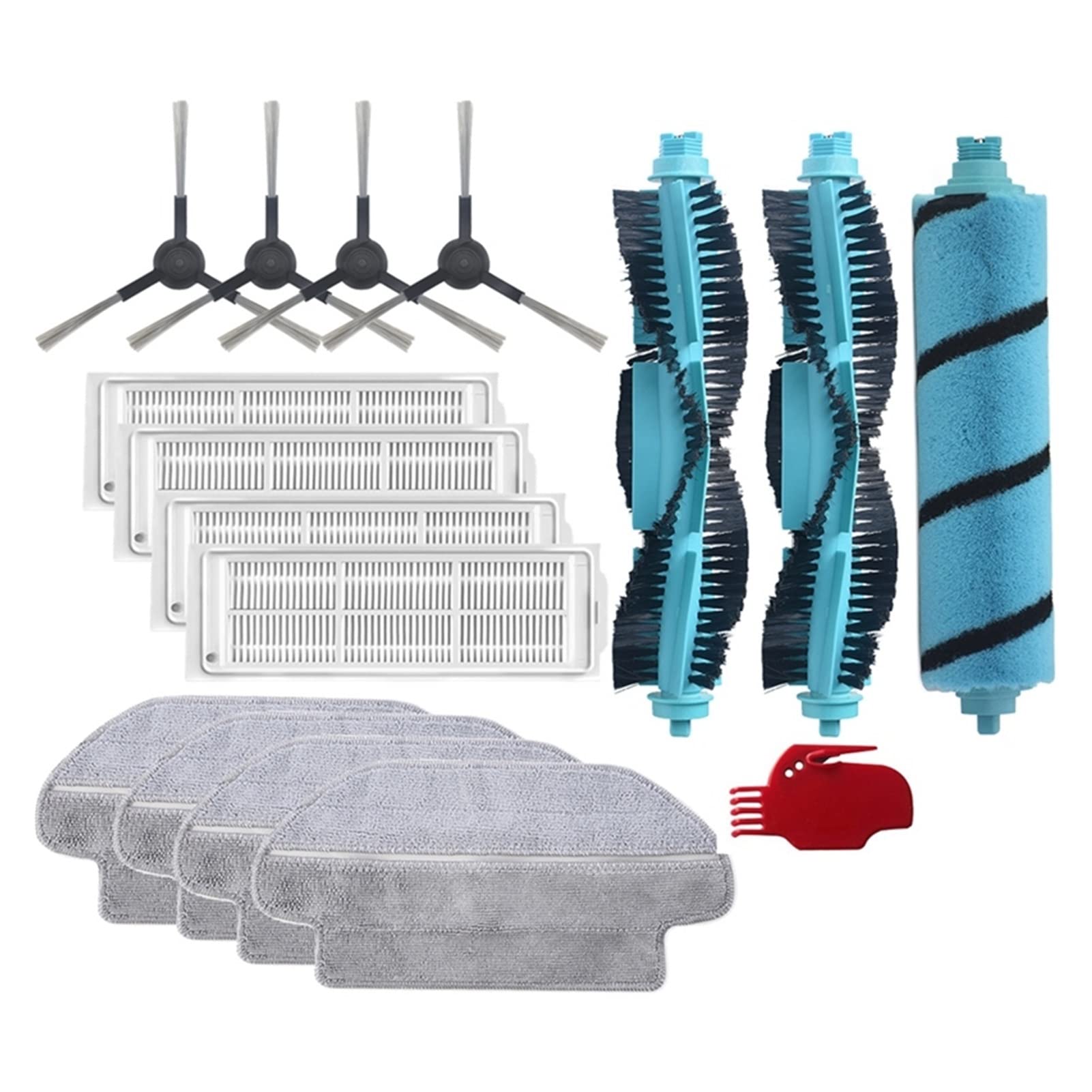 Xiaomi Viomi SE V2 V2PRO V-RVCLM21B V3 Robot Vacuum Cleaner Accessories - Washable Main Brush, Mopping Cloth & Side Brush with Blue Filter | Replacement Parts for Efficient Cleaning | Perfect for Hardwood Floors, Carpets & Pet Hair Removal