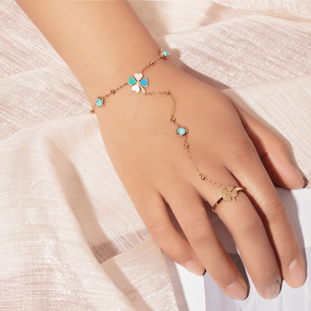Y2K Evil Eye Hand Chain Bracelet for Women - Trendy Boho Adjustable Hand Jewelry for Protection & Style - Perfect for Festivals, Parties, and Layering with Other Bracelets