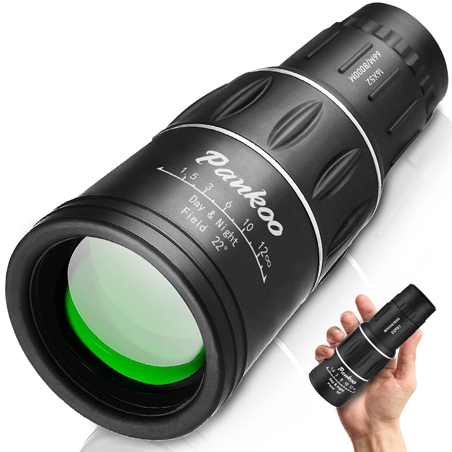 16X52 High Power Monocular Telescope for Adults - Compact & Lightweight HD Prism Monocular for Bird Watching, Hiking, Concerts, Travel - Perfect Outdoor Gift for Nature Enthusiasts & Adventurers