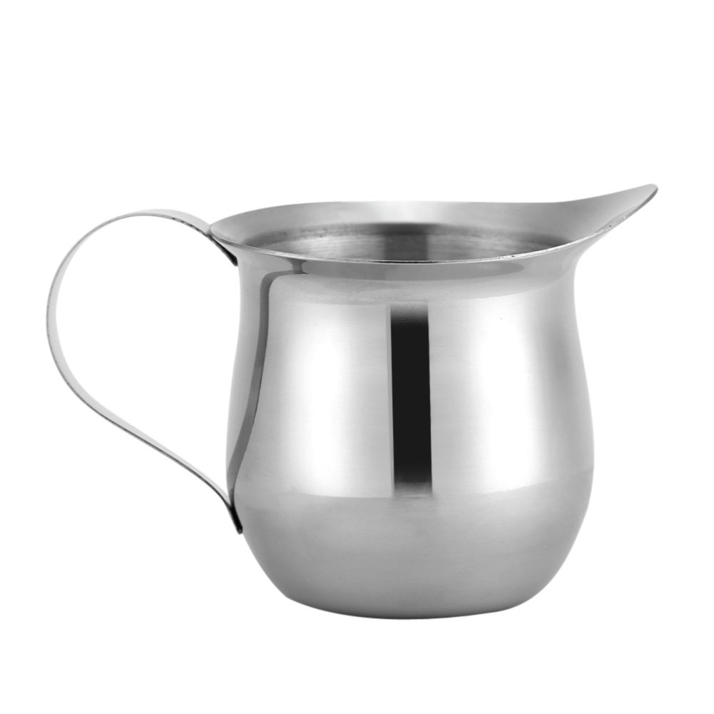 Premium Stainless Steel Milk Frothing Pitcher 8oz (240ml) - Barista Grade Handheld Frother for Cappuccino, Espresso, Latte Art & Mocha - Ideal for Home Coffee Makers & Professional Baristas - Perfect for Coffee Shops, Cafes & Kitchen Use