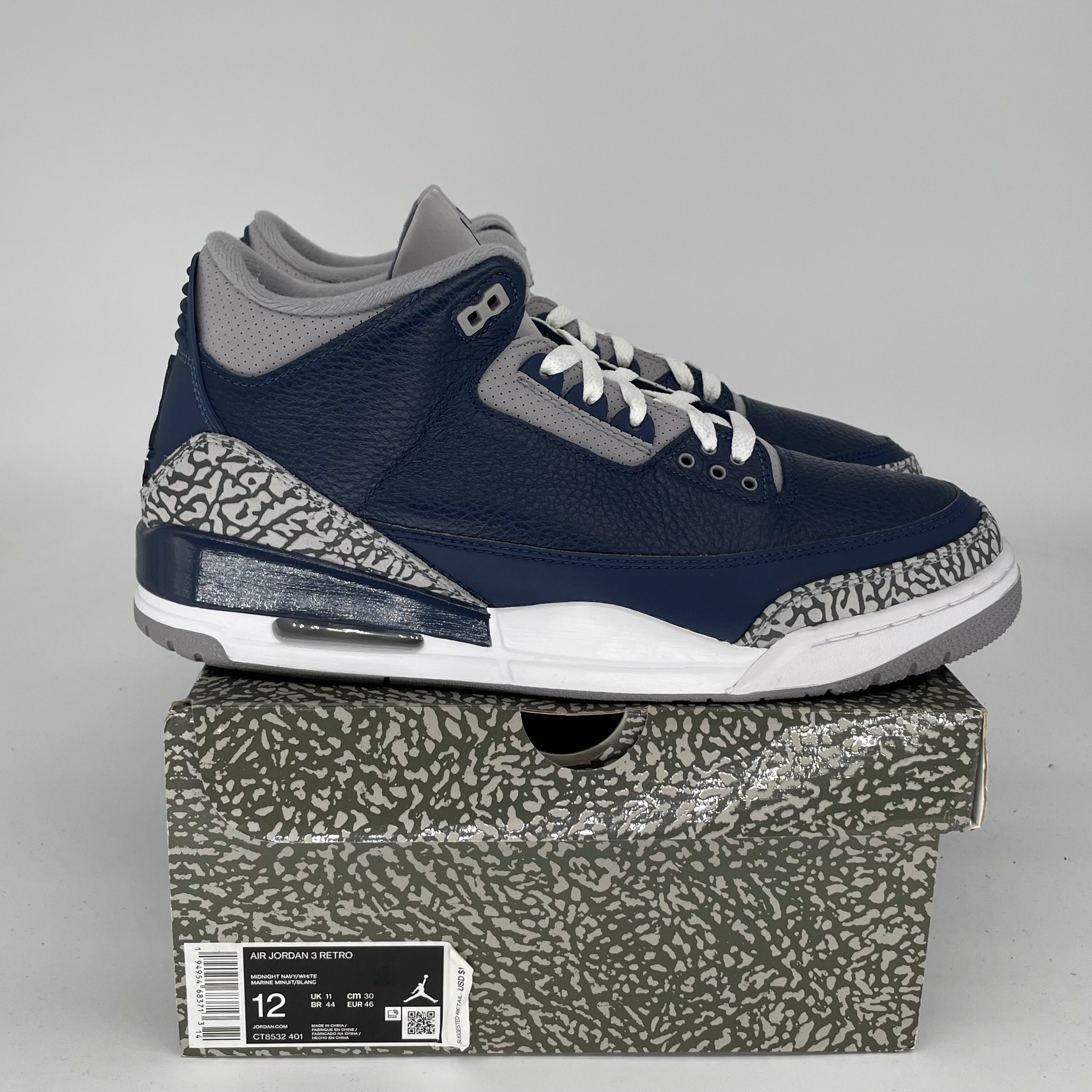 AIR JORDAN 3 GEORGETOWN Basketball Shoes Men's Size 12 - Retro Style Sneakers CT8532-401 for Streetwear & Casual Outfits