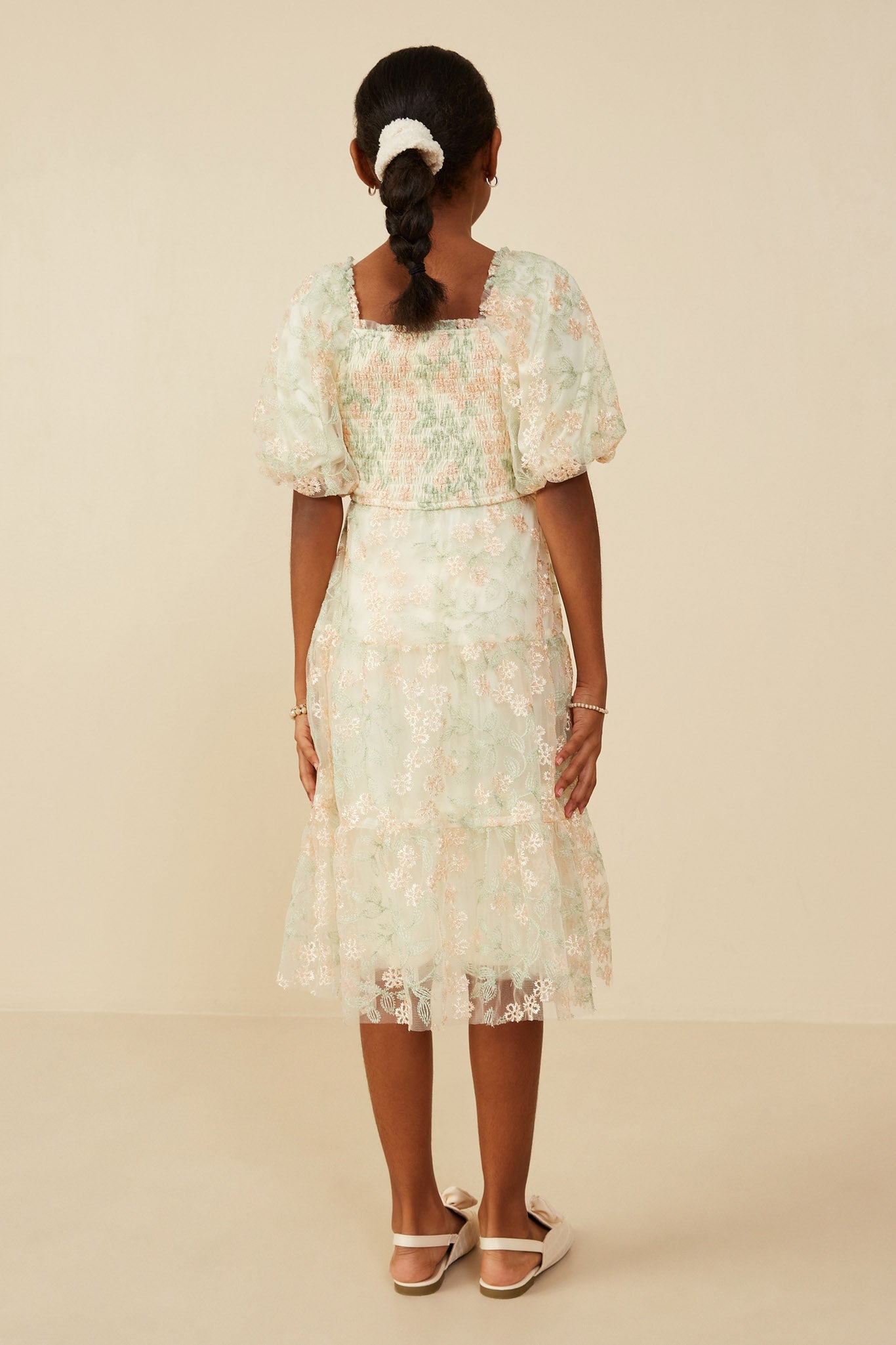 Elegant Smocked Floral Mesh Lace Tiered Dress for Women | Summer Boho Maxi Dress | Perfect for Beach Vacations, Garden Parties & Date Nights