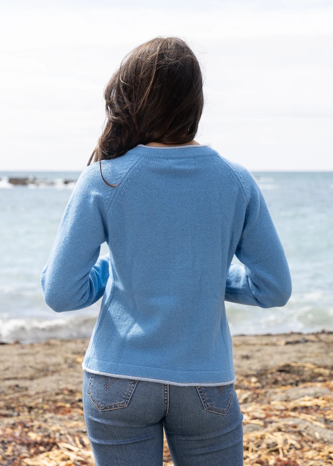 Ireland's Eye Women's Killiney Cardigan - Soft Pale Blue Knit Sweater for Casual Wear & Office Outfits | Cozy Fall & Winter Layering Essential