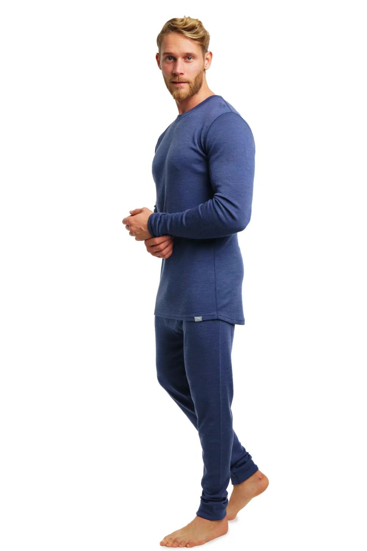 Men's 250g Merino Wool Thermal Underwear Set - Windsor Blue - Warm Base Layer for Skiing, Hiking & Winter Outdoor Activities
