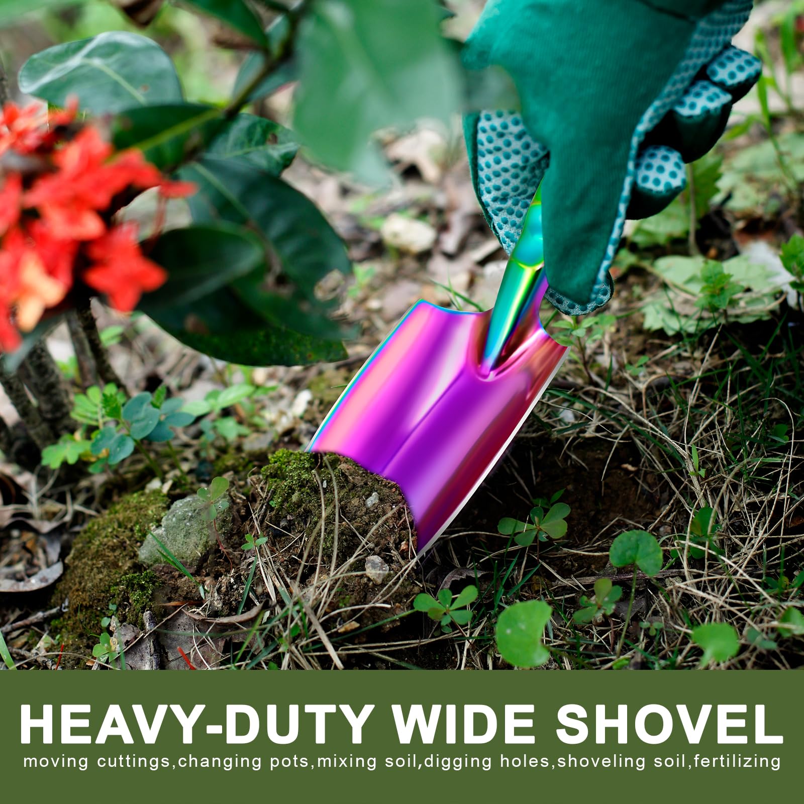 Rainbow Gardening Tool Set - 5 Piece Hand Tools Kit with Shovel, Pruning Shears & Hand Fork | Durable Gardening Supplies for Women | Perfect for Home Garden, Flower Beds & Outdoor Planting
