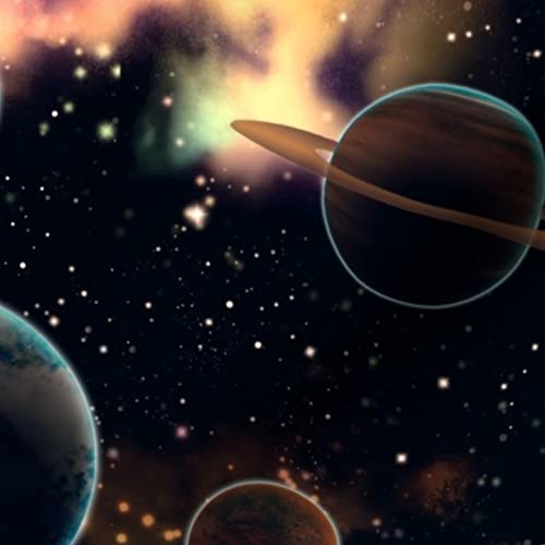 Space Planets Galaxy Solar System Earth Stars Printed Cotton Poplin Fabric by Spoonflower - Fat Quarter for Sewing, Quilting, Dresses & DIY Crafts | Perfect for Space-Themed Bedding, Curtains and Home Decor