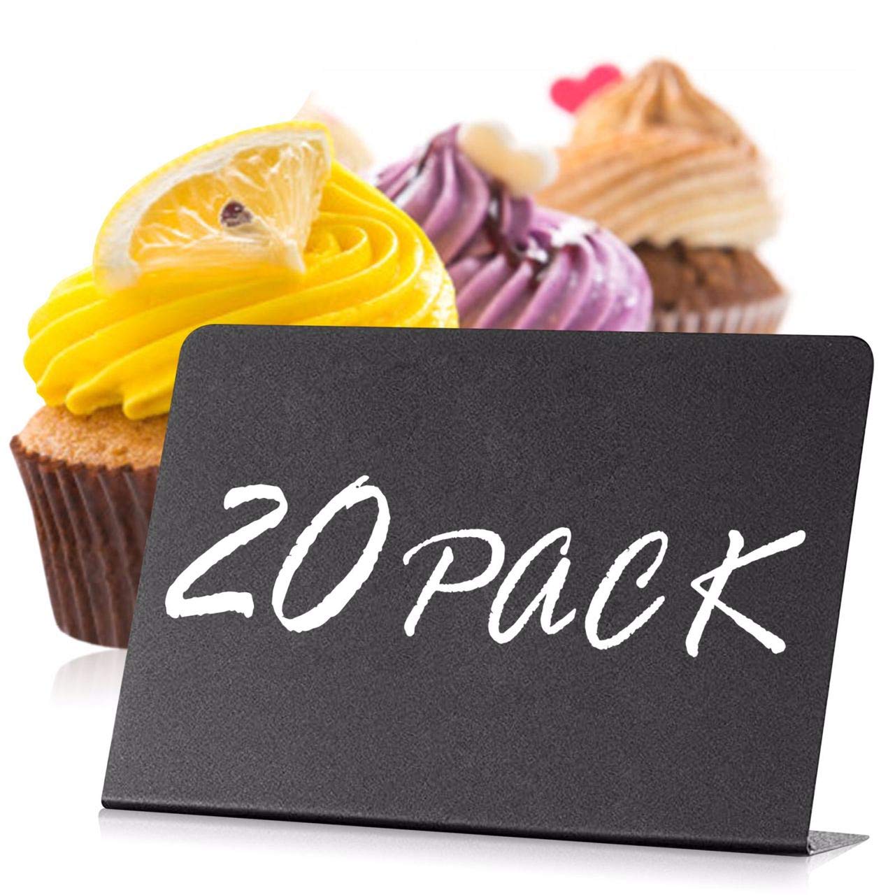 20 Pack Mini Chalkboard Food Signs - Small Black Chalkboard Labels for Party Buffet, Wedding, Restaurant Display - Reusable Table Food Markers - Perfect for Catering, Dessert Tables & Coffee Shop Menus