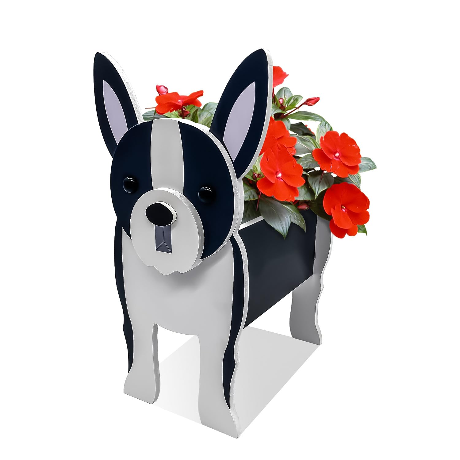 Bamboo's Grocery LoKii Boston Terrier Dog Planter - Cute Animal Shaped Flower Pot for Indoor Outdoor Garden Decor | Perfect for Succulents, Herbs & Home Decoration