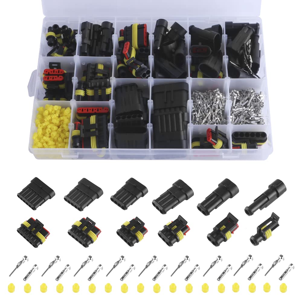 MUYI 763PCS Waterproof Electrical Wire Connectors Kit - 1/2/3/4/5/6 Pin Male & Female Automotive Connectors with Key Pin Extractor for Car, Marine, RV & Outdoor Wiring Projects