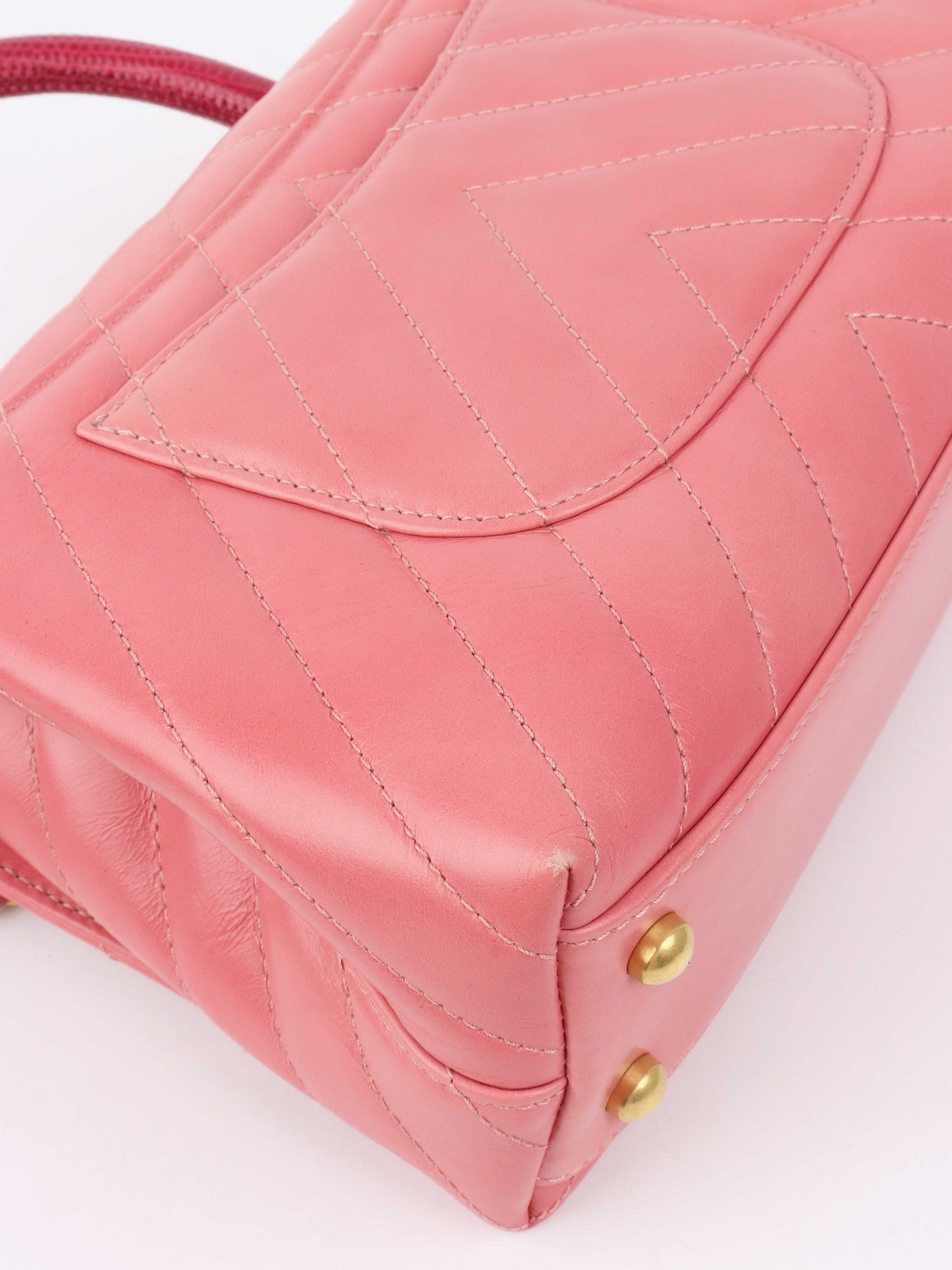 Chanel Small Pink Chevron Coco Handle Bag - Luxury Designer Crossbody Purse for Women, Perfect for Parties, Dating & Special Occasions