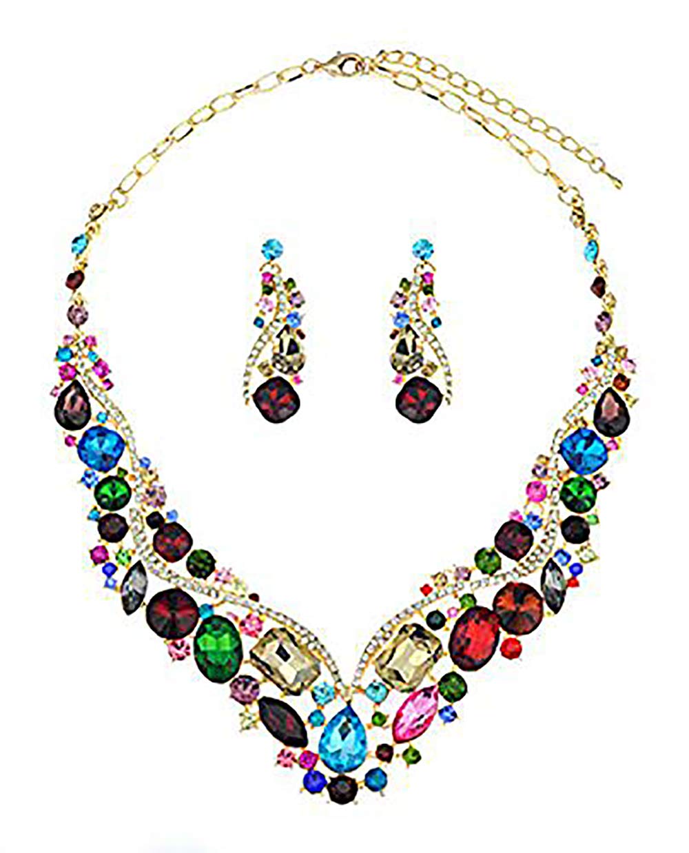 NYFASHION101 Rhinestone Charm Necklace and Earrings Set for Women - Sparkling Crystal Jewelry Gift for Birthday, Anniversary & Party | Elegant Fashion Accessories for Evening Wear, Date Night & Special Occasions