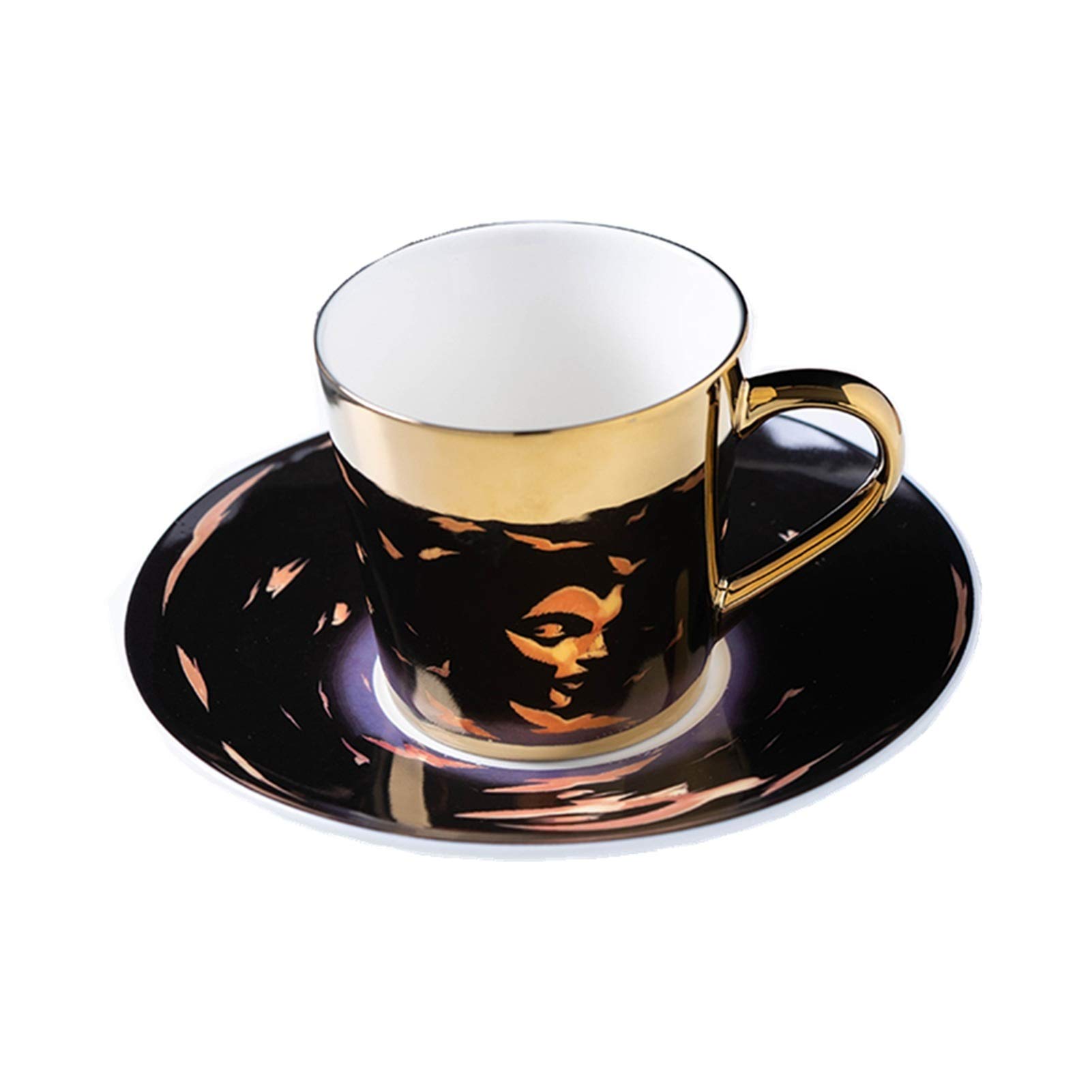 Elegant Ceramic Tea Cup and Saucer Set with Spoon - Mirror Reflection Design - Perfect for Coffee, Tea, and Gifts (Color: 9) | Ideal for Home, Office, and Cafe Use