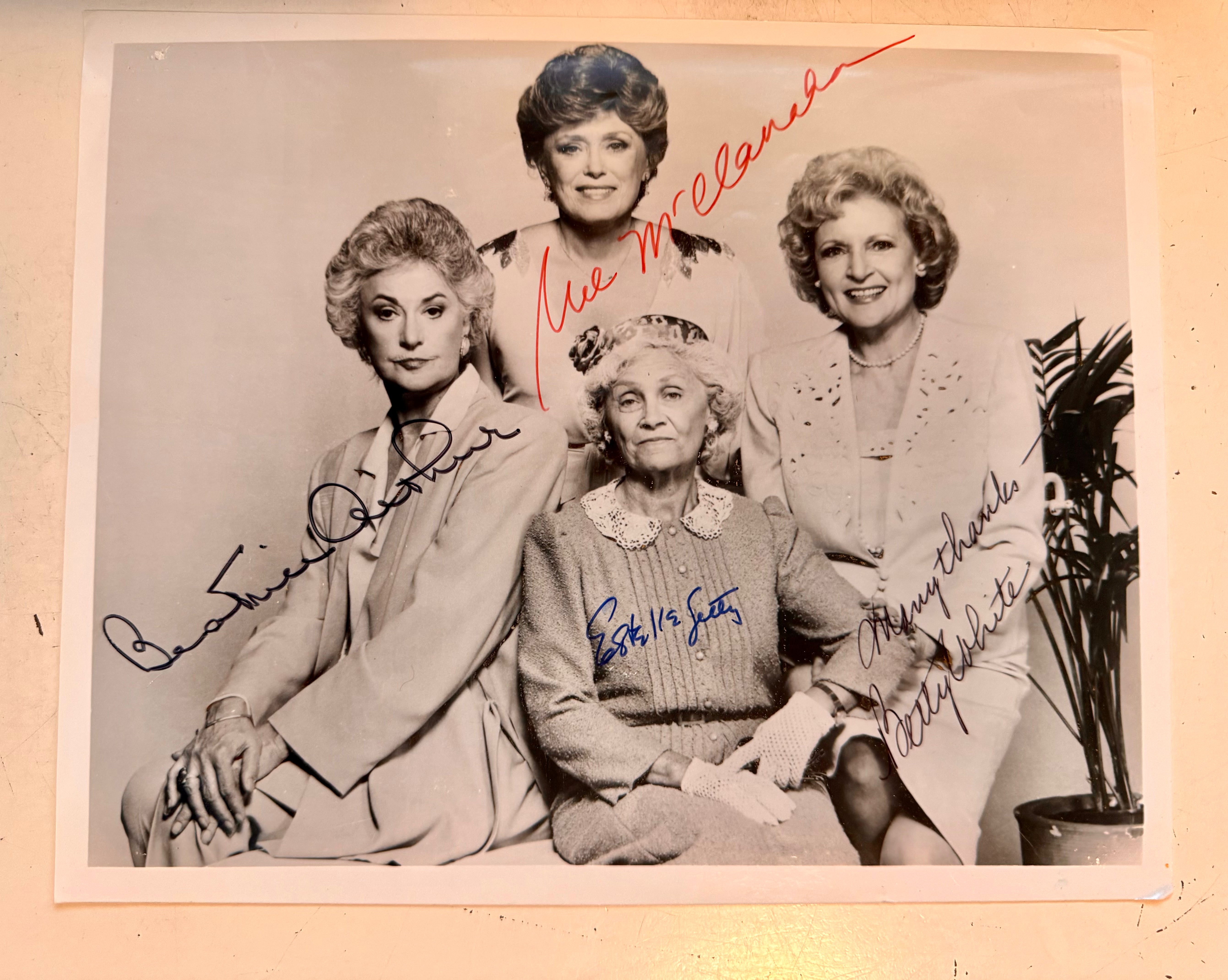 Golden Girls Rare Cast Autographed Photo with COA & Live Episode Ticket - Authentic Collectible Memorabilia for TV Show Fans & Gift for Golden Girls Lovers