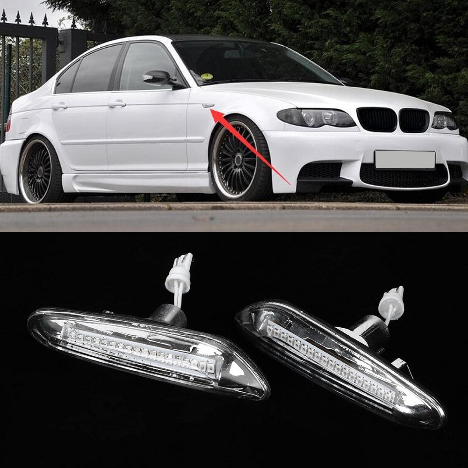 LED Side Marker Light Blinker Lamp - Waterproof Turn Signal Light 63133418445/63133418446 - Compatible with BMW 1/3/5 Series & X3 (Left/Right Bumper) - Durable LED Side Light for Enhanced Visibility & Safety - Perfect for Night Driving, Off-Roading & Custom Car Modifications