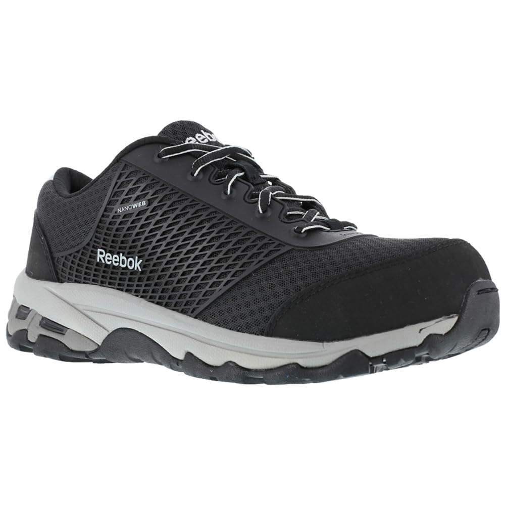 Reebok RB4625 Heckler Men's Composite Toe Work Shoes - Black | Lightweight & Breathable for Construction, Warehouse & Safety Work