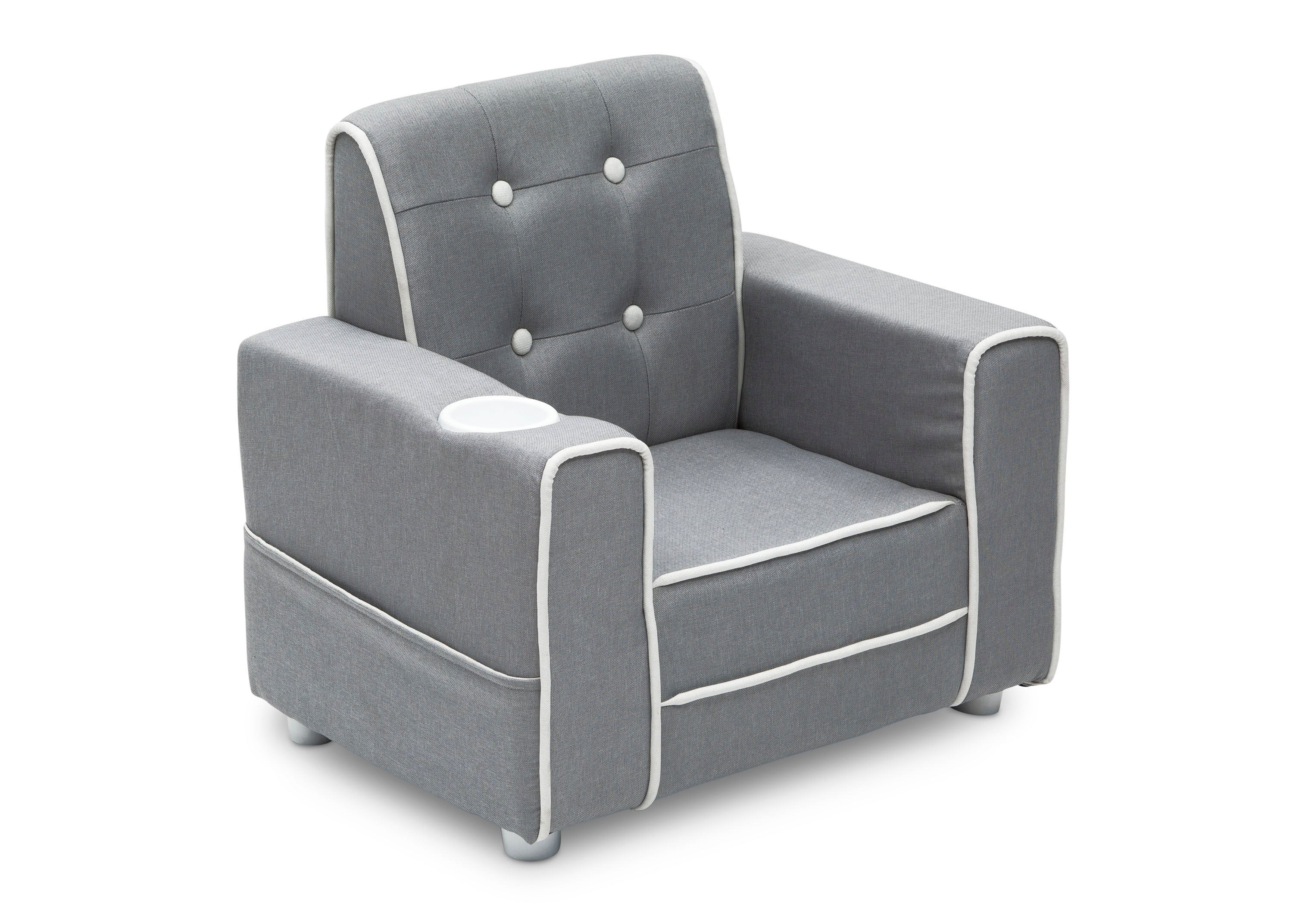Chelsea Kids Upholstered Chair with Cup Holder - Comfortable Children's Armchair for Reading, Gaming & Relaxing - Perfect for Bedroom, Playroom or Nursery