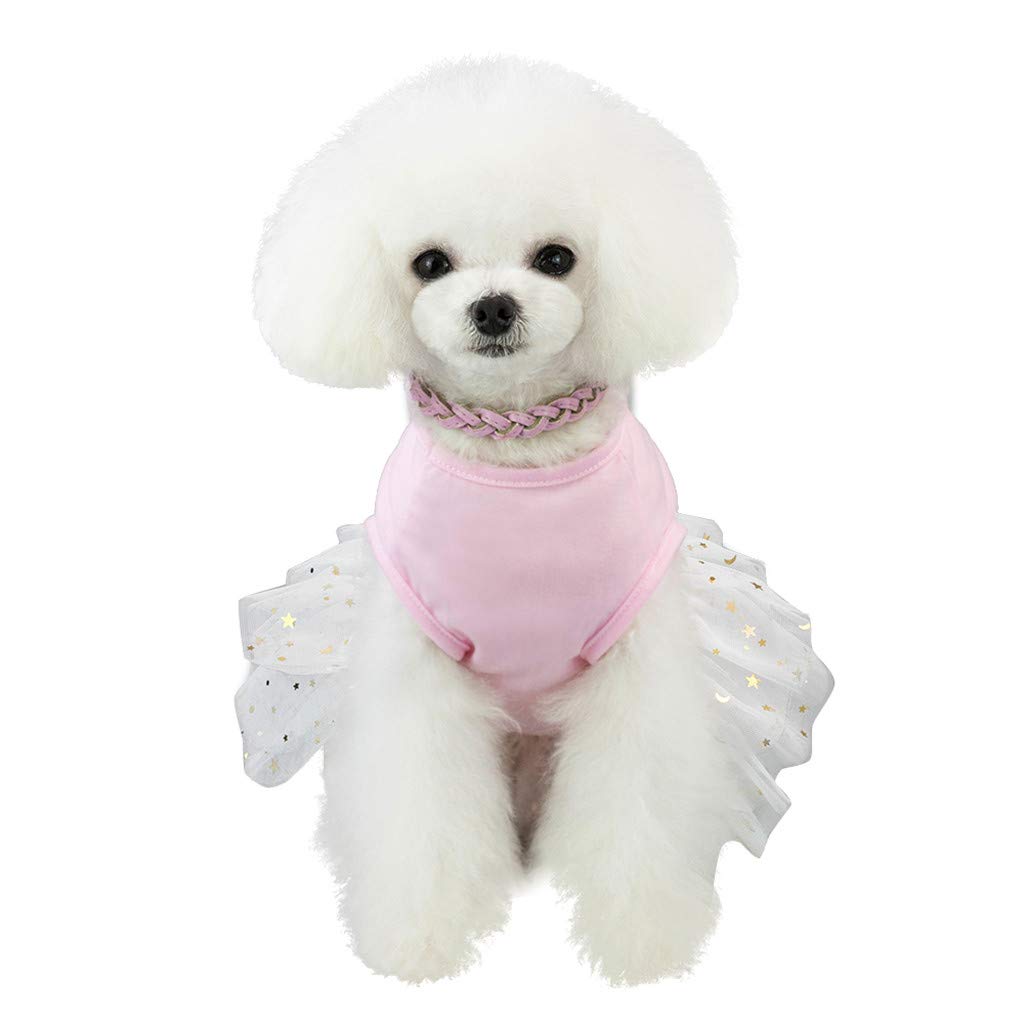 Howstar Lace Pet Dress - Breathable Cat & Dog Clothes, Cute Rabbit Print Puppy Outfit for Small Dogs & Cats (Pink) - Perfect for Birthday Parties, Photo Shoots & Daily Wear