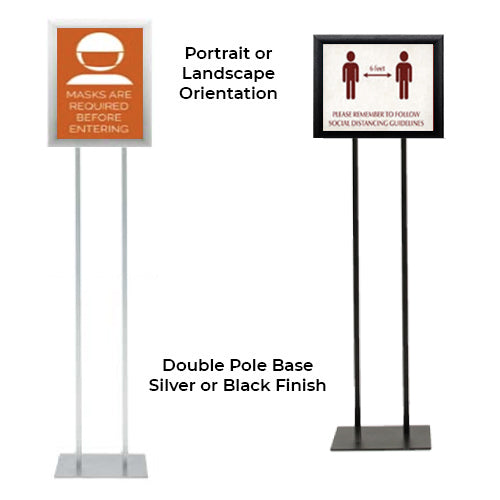 11x17 Double Pole Floor Stand Sign Holder with 1 1/4