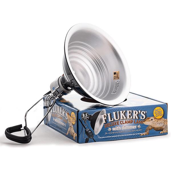 Fluker's Deluxe Clamp Lamp with Dimmer - Adjustable Reptile Heat Lamp for Terrariums, Perfect for Bearded Dragons, Snakes & Lizards - Ideal for Night Viewing & Temperature Control