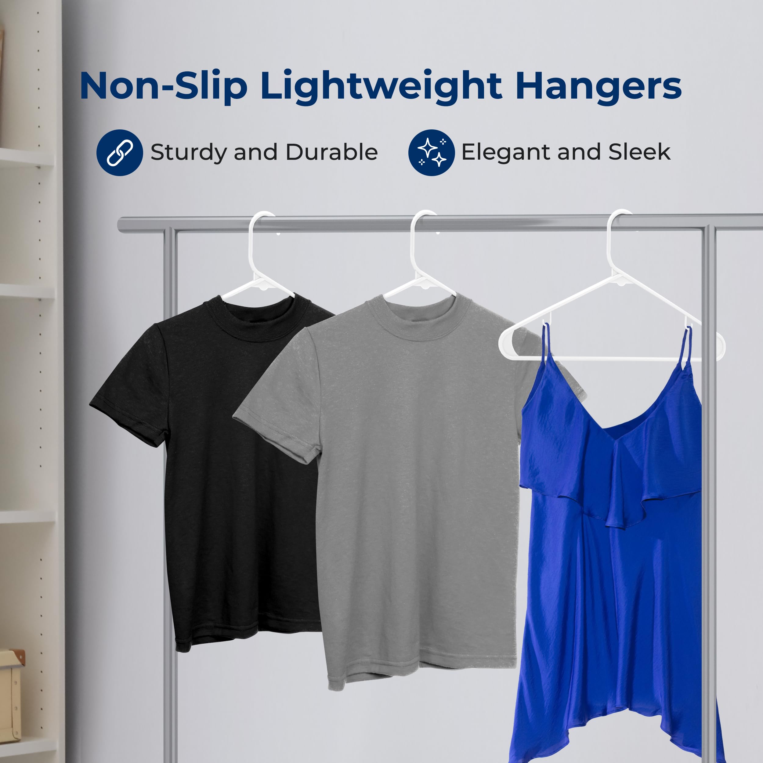SereneLife 200 Pack White Plastic Hangers - Heavy Duty Closet Organizers with Non-Slip Design & Built-in Strap Hooks - Space Saving Tubular Clothes Hangers for Wardrobe, Laundry Room, and Retail Stores