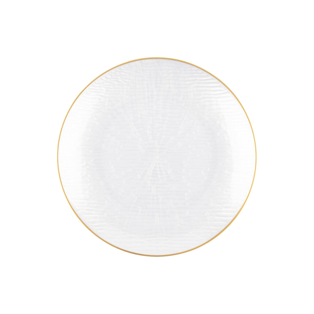 Pearl & Gold Rim Round Plastic Plates - 10 Pack Disposable Dinner Plates for Parties, Weddings & Events - Elegant Icicle Design for Holiday & Special Occasions