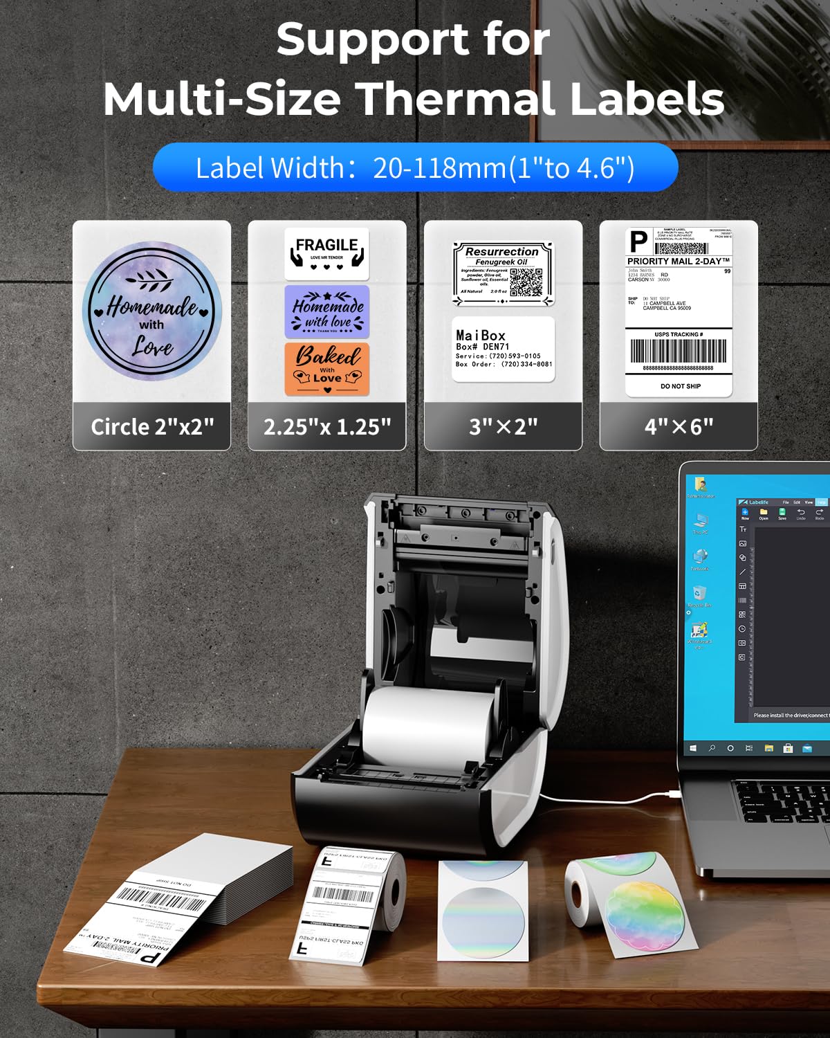 Phomemo D520BT Bluetooth Thermal Label Printer 4x6 - Shipping Address Printer for Small Business, Compatible with Amazon, eBay, Shopify, Etsy, FedEx, UPS, DHL - Perfect for E-commerce, Warehouse & Home Office Shipping Labels