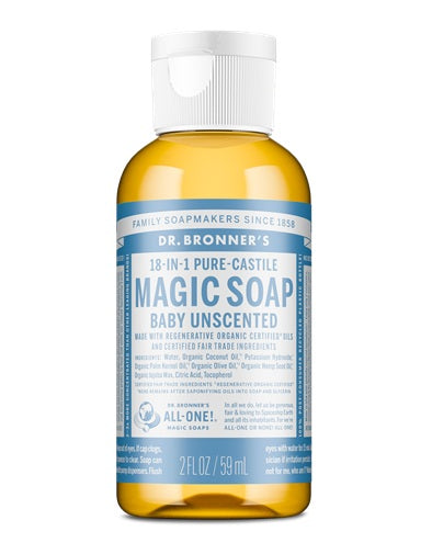 Organic Baby Unscented Pure Castile Magic Soap - 2oz | Gentle & Hypoallergenic for Sensitive Skin | Perfect for Newborn Bath, Diaper Changes & Hand Washing
