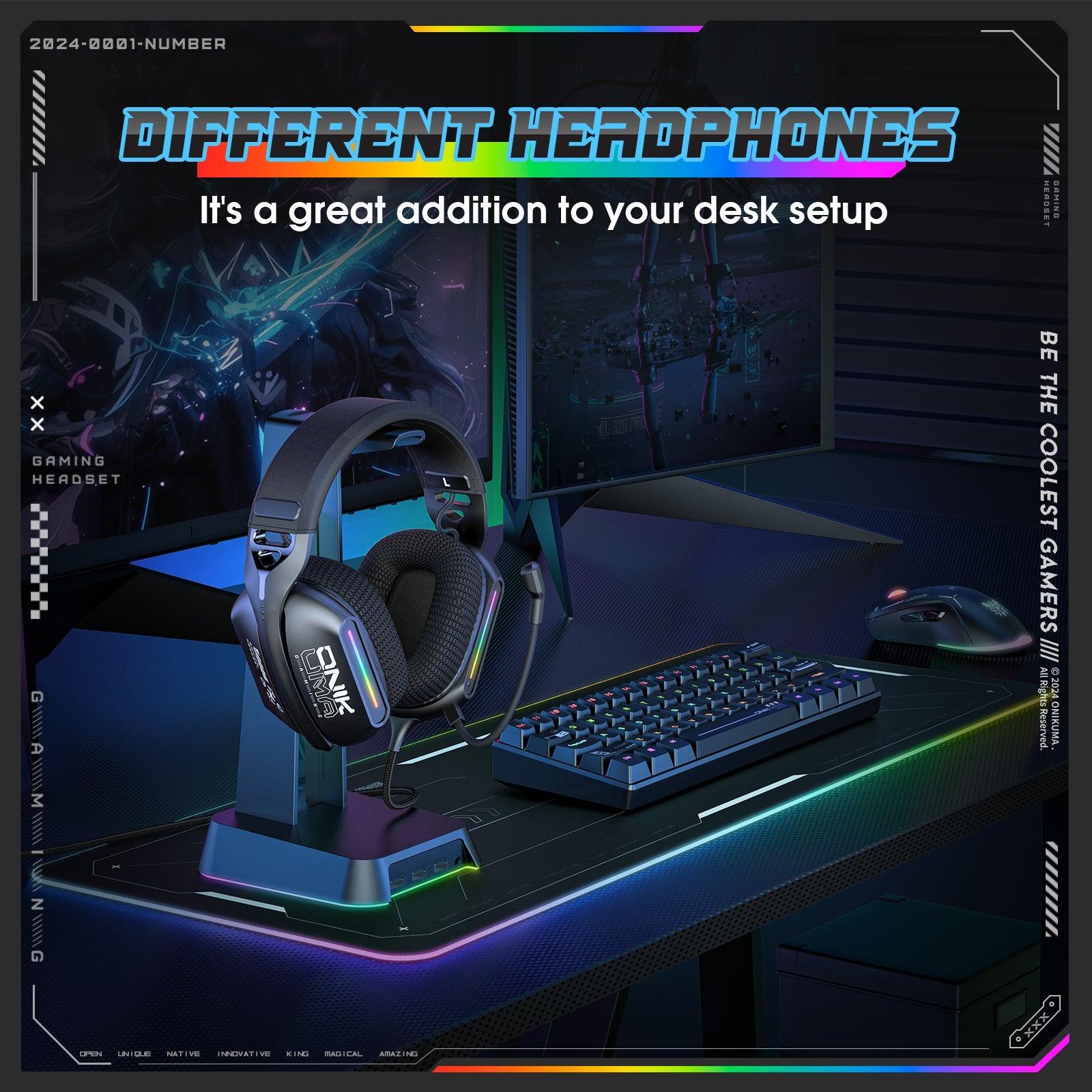 ONIKUMA X12 RGB Gaming Headset with 40mm HD Sound, 360° Rotating Mic & Memory Foam Ear Cushions - Noise Cancelling Over-Ear Headphones for PC, PS4, Xbox, Nintendo Switch - Perfect for FPS Gaming & Online Chat