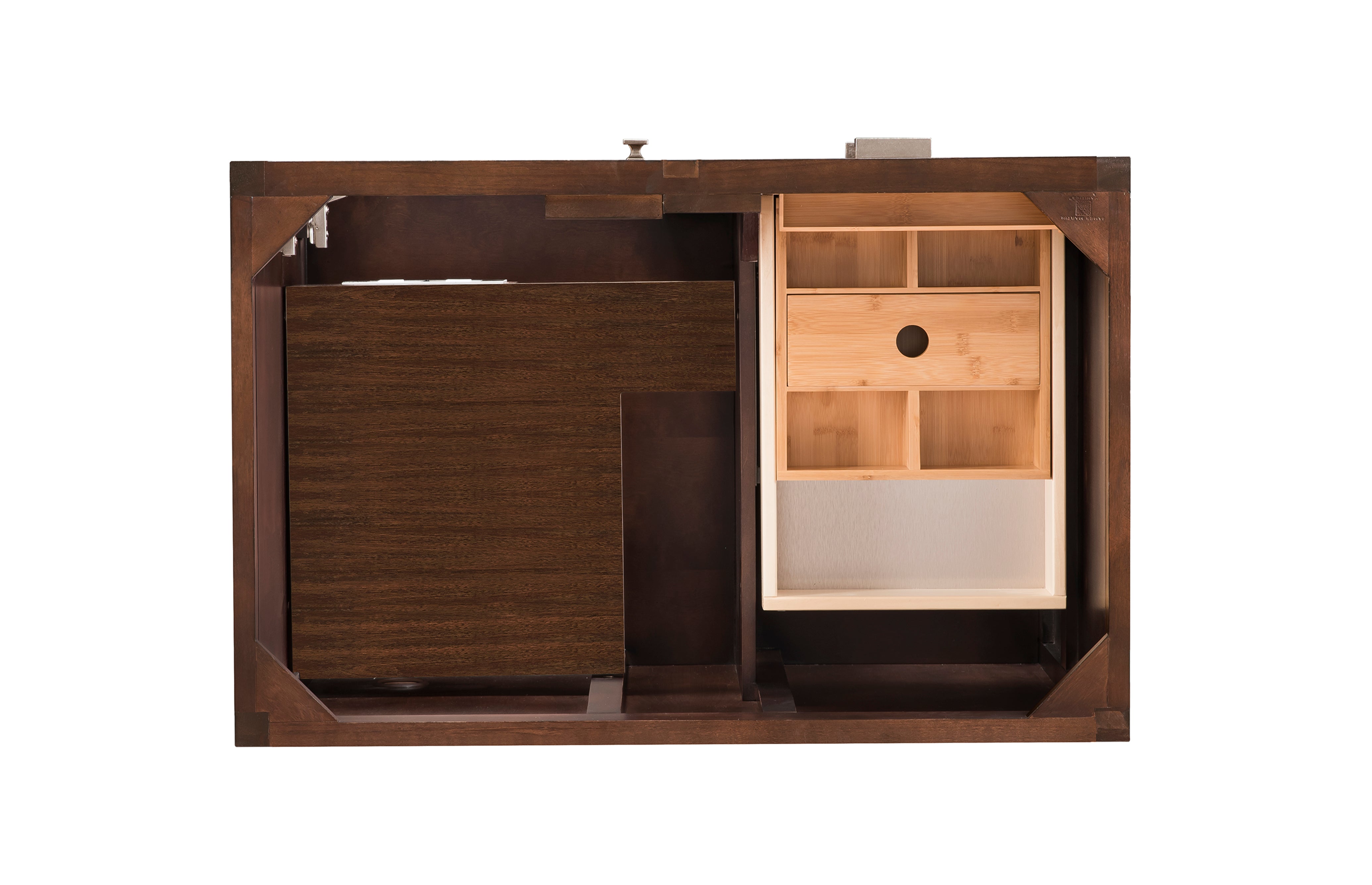 Addison 36 Inch Single Vanity Cabinet - Mid Century Modern Acacia Wood Bathroom Storage with Mirror | Perfect for Small Bathrooms & Powder Rooms