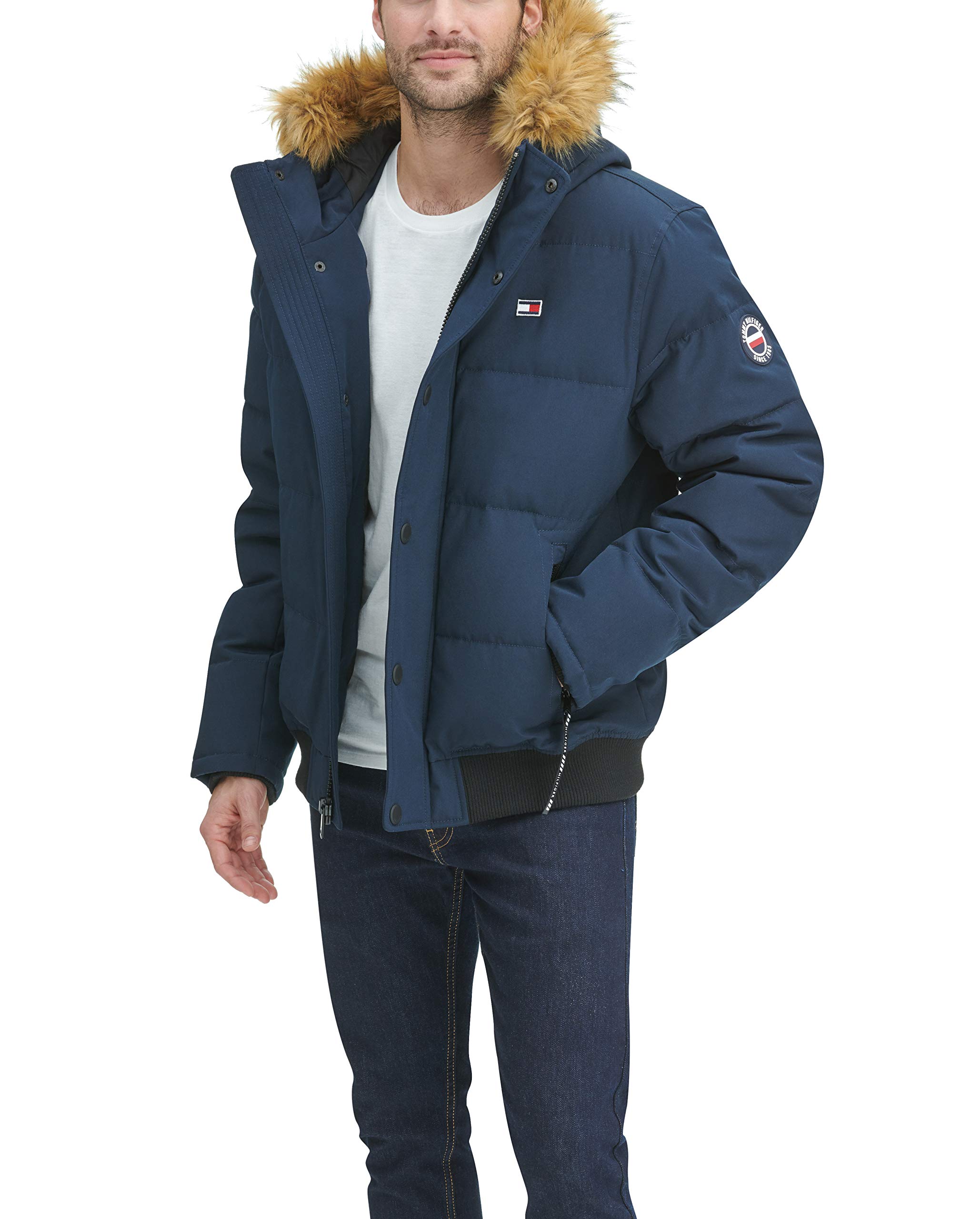 Tommy Hilfiger Men's Arctic Cloth Quilted Snorkel Bomber Jacket - Waterproof Winter Coat for Cold Weather (Standard & Big & Tall Sizes) | Outdoor Activities, Snow Sports & Casual Wear