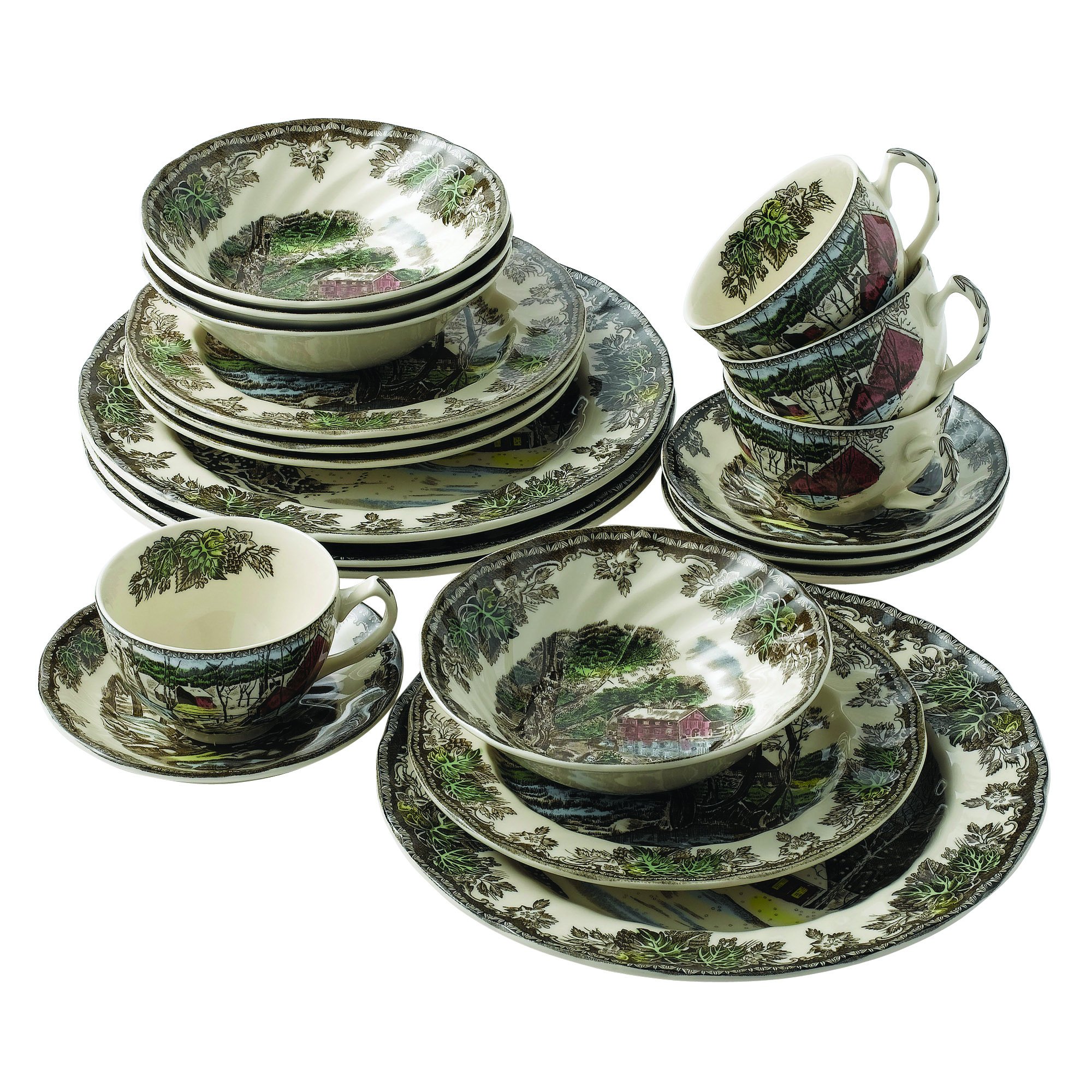 Johnson Brothers Friendly Village 20-Piece Dinnerware Set - Colorful Stoneware Plates, Bowls & Mugs - 10.5 Inch Dinner Plates - Perfect for Family Gatherings & Holiday Dining