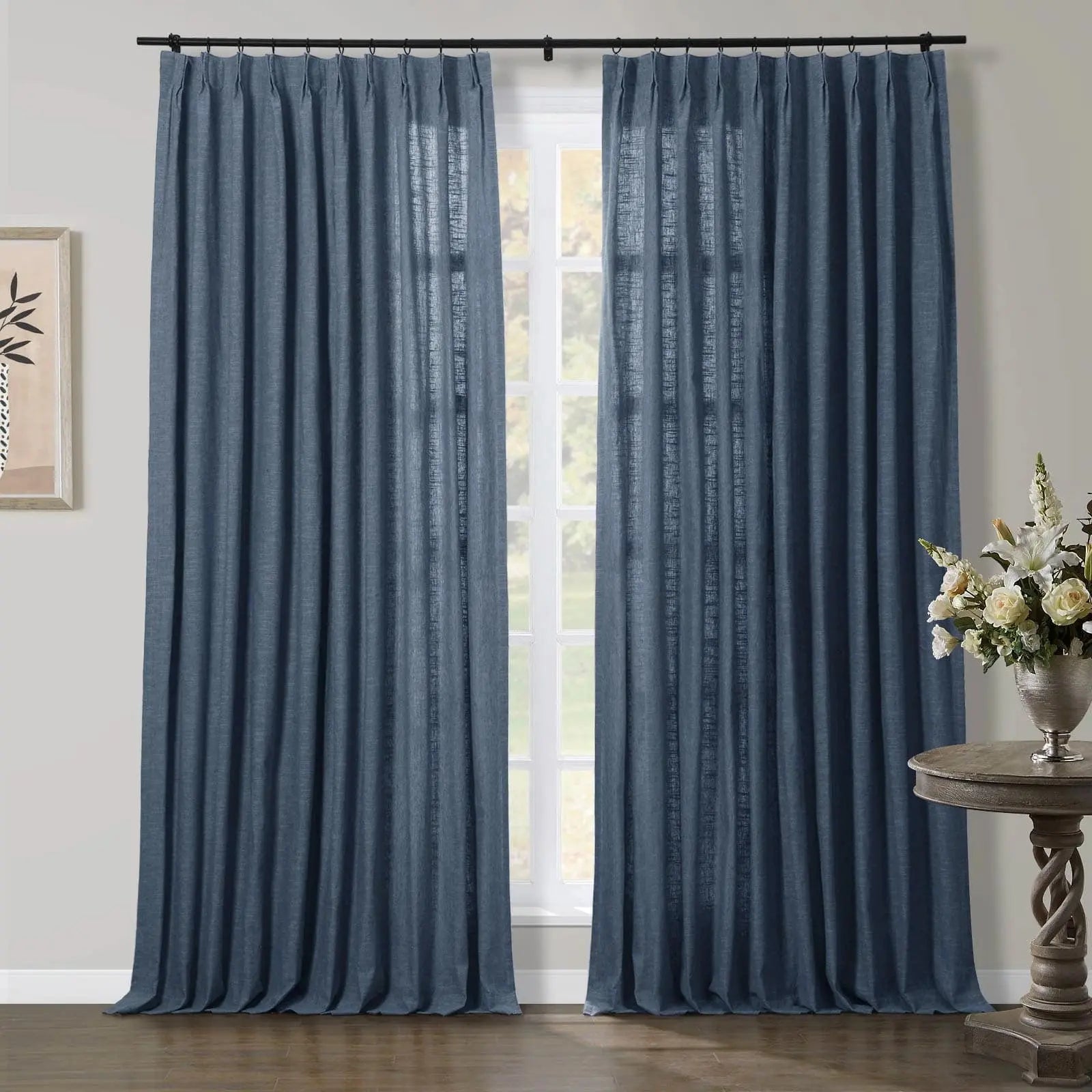Luxury Linen Cotton Pleated Curtains - Blackout Drapes for Living Room & Bedroom - Elegant Home Decor Window Treatments